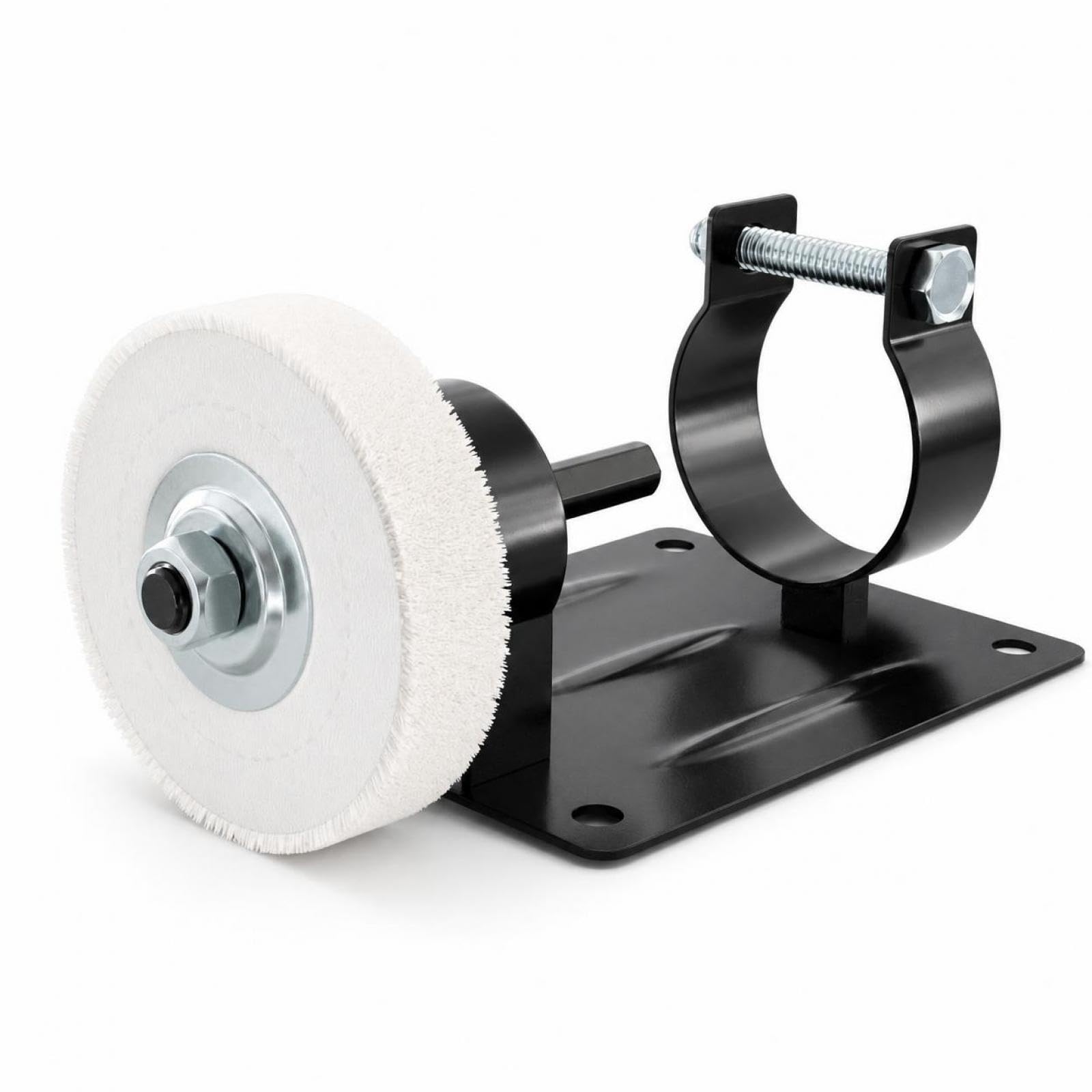 Electric Drill Converter Grinder Base Stand for Metal Polishing, Grinding, and Rust Removal - Tool Accessory Fixed Stand + White Cloth Wheel-image-21