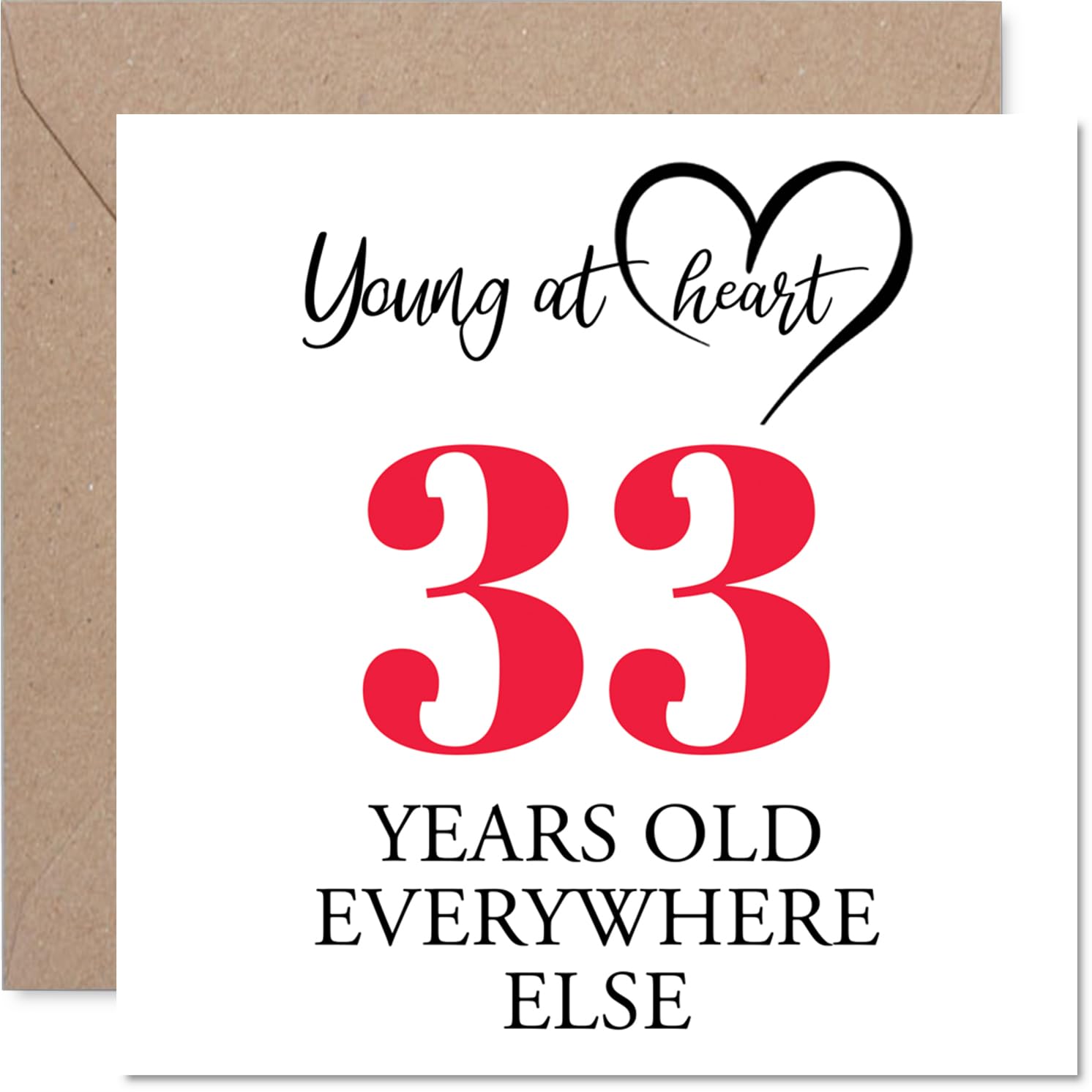 33rd Birthday Cards for Men Women - Young at Heart - Happy Birthday Card for 33 Year Old Man Woman Auntie Brother Husband Cousin, 145mm Bday Greeting Cards
