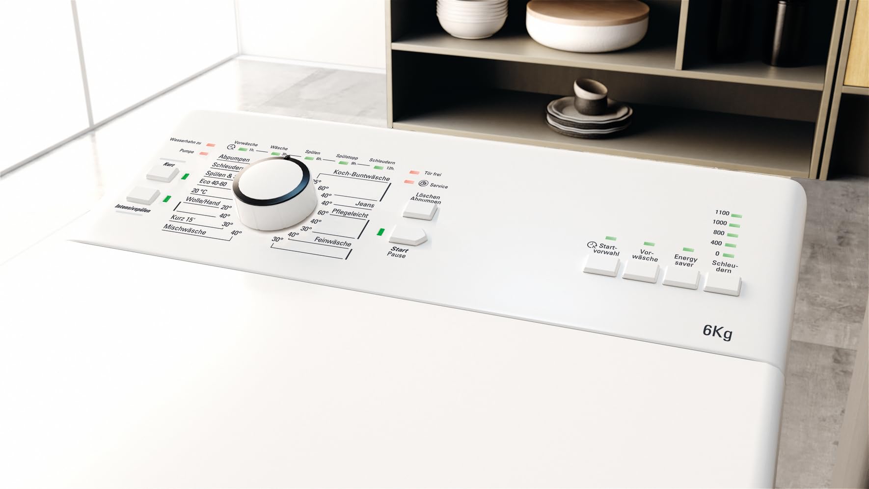 Bauknecht WAT Prime 6 L3 Toplader-Waschmaschine, Waschvollautomat, 6 kg, Toplader, 1200 U/min, Weiß