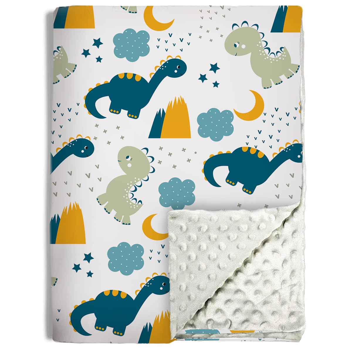 Thread Nebula Dinosaur Blanket for Boys - Soft Plush & Fluffy Baby Blanket with Dotted Backing 30x40 Inch