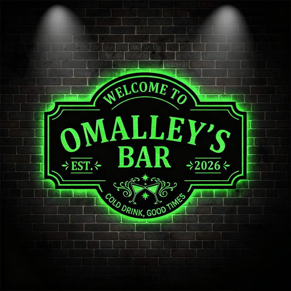 soulglass Custom LED Bar Sign, Personalized Name Neon Style Metal Wall Decor for Home Bar