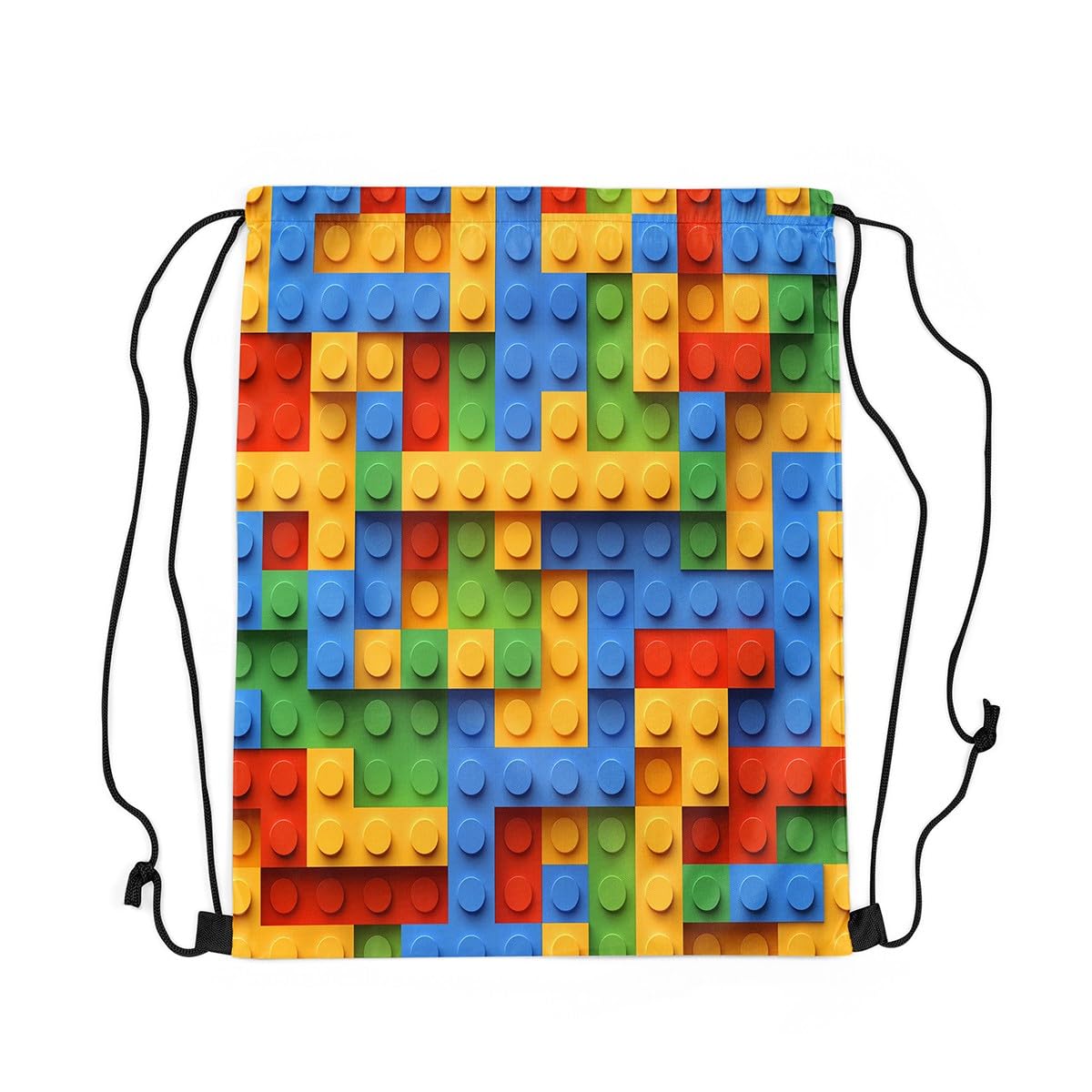 Loussiesd Games Drawstring Backpack 40x33cm Building Blocks Gym String Bag Toy Brick Drawstring Bags Women Men Colorful Waterproof Cinch Bag