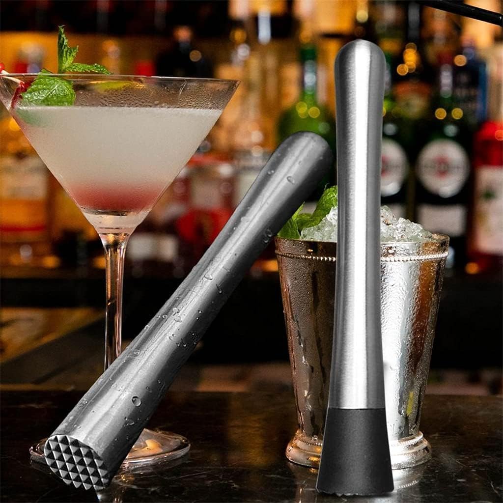 Stainless Steel Wine Mixing Stick, Multifunctional Cocktail Muddler & Ice Crusher Bar Tool