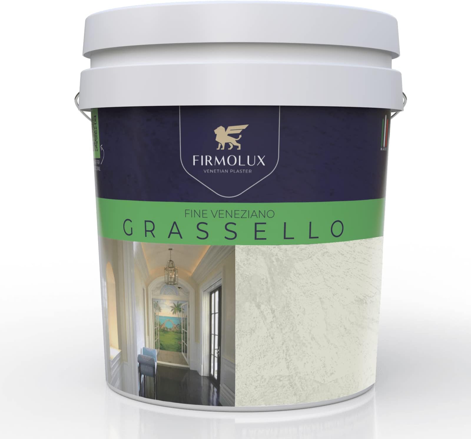 Grassello Authentic Venetian Plaster | Shiny Polished Plaster | Made in Italy from Lime & Marble | Gray Tones (10) | Color: SW6176 Liveable Green