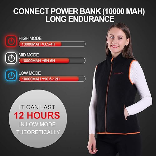 Miniatura 3 de CONQUECO Chaleco calefactable, chaleco térmico ligero para mujer con batería