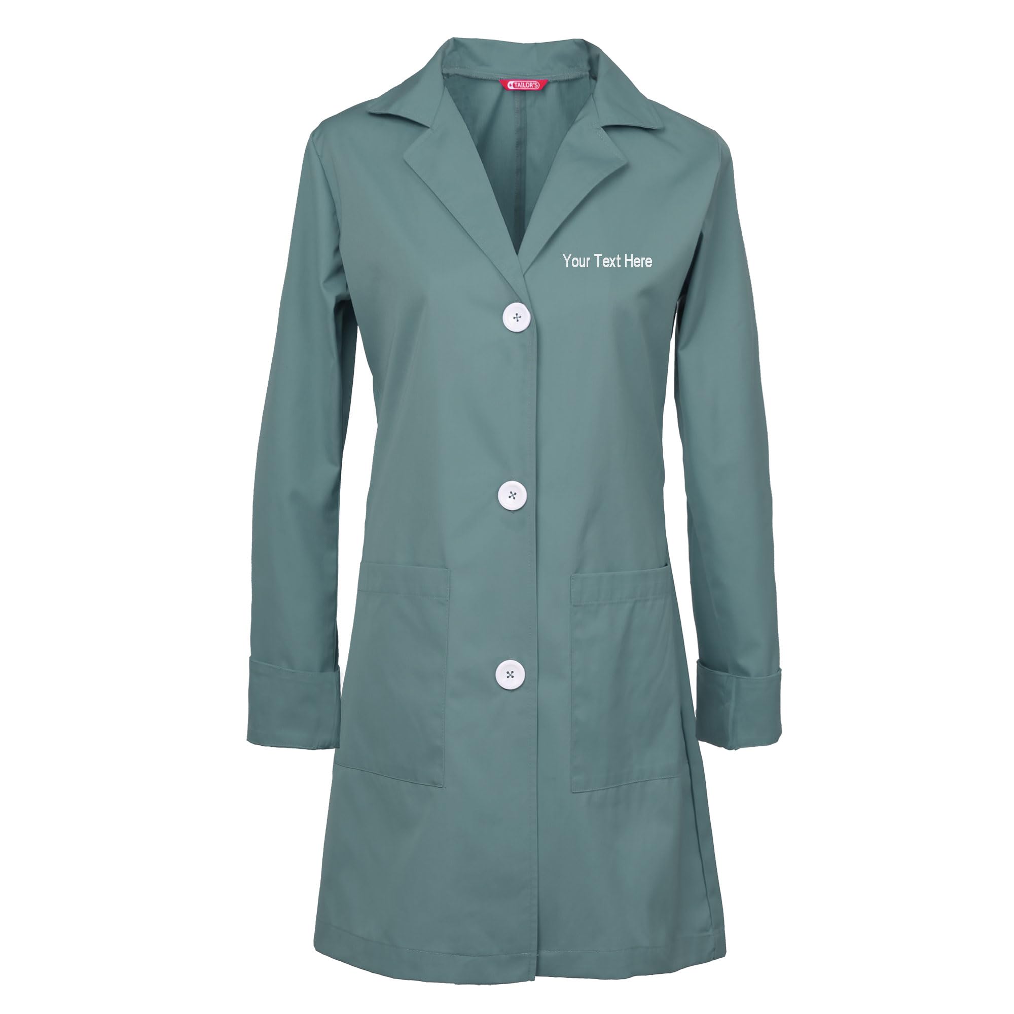 TAILOR'S Women's Personalised Embroidered Lab Coat Steel Grey