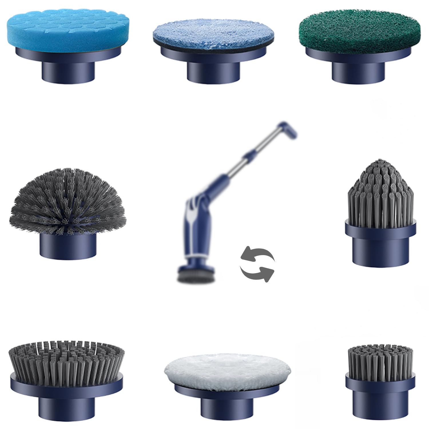 Electric Spin Scrubber Replacement Brush Heads, 8pcs Extra Brush Accessories Kit for YMG-818, YMG-820 Spin Scrubber, Scrubber Not Included, Blue