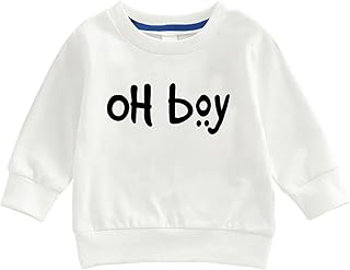 Pulôver infantil infantil infantil bebê meninos meninas letra manga longa moletom moletom meninos jovens médio moletom com capuz com capuz de lobo para meninos (branco, 3-4 anos)