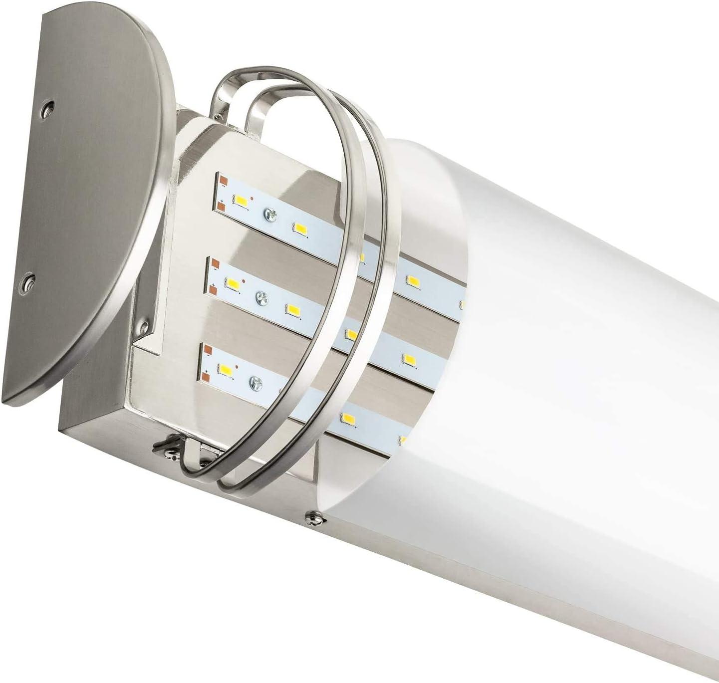 SUNLITE 49141-SU LED Half-Cylinder Bathroom Vanity Light Fixture, Dimmable, 36 Watts, (360W Equivalent) 3060 Lumens, Brushed Nickel Finish, Energy Star Certified, Inch, 30k-warm White