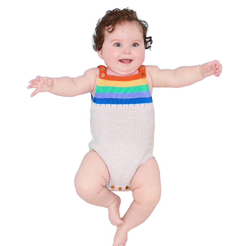 mimixiongBaby Romper Toddler Knit Jumpsuit Rainbow Sleeveless Sunsuit