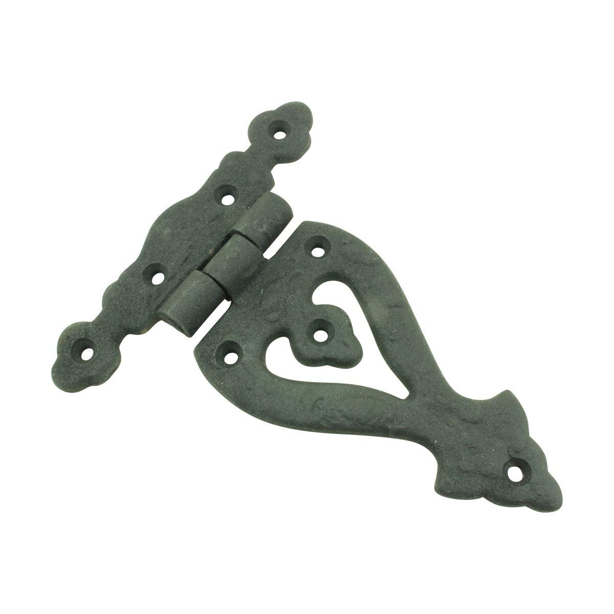Renovators Supply Manufacturing Bisagra de correa de puerta de armario con herrajes de 5-3/8 pulgadas. Bisagra de montaje empotrado de hierro forjado negro resistente a la corrosión para armarios,