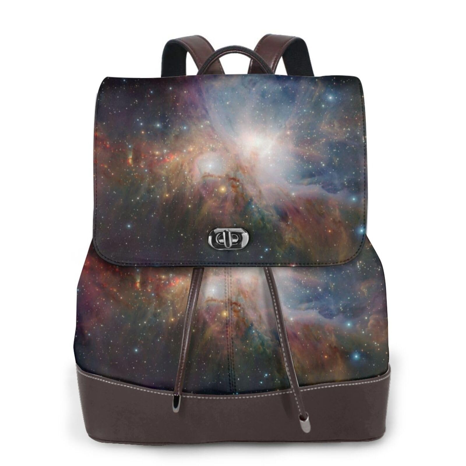 Orion Nebula Constellation Leather Backpack Purse For Women: Ladies Travel Fashion Back Pack - Genuine Leather Bag Casual Handbags For Work