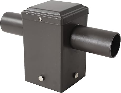 180 Degree Square Horizontal Tenon Adaptor with 2 Arms for 4 inch Square Pole, Thicker 2 Horizontal Mounting Bracket with Accessories Pole Light Adapter, Bronze Steel, Slip Fitter Mount Converter