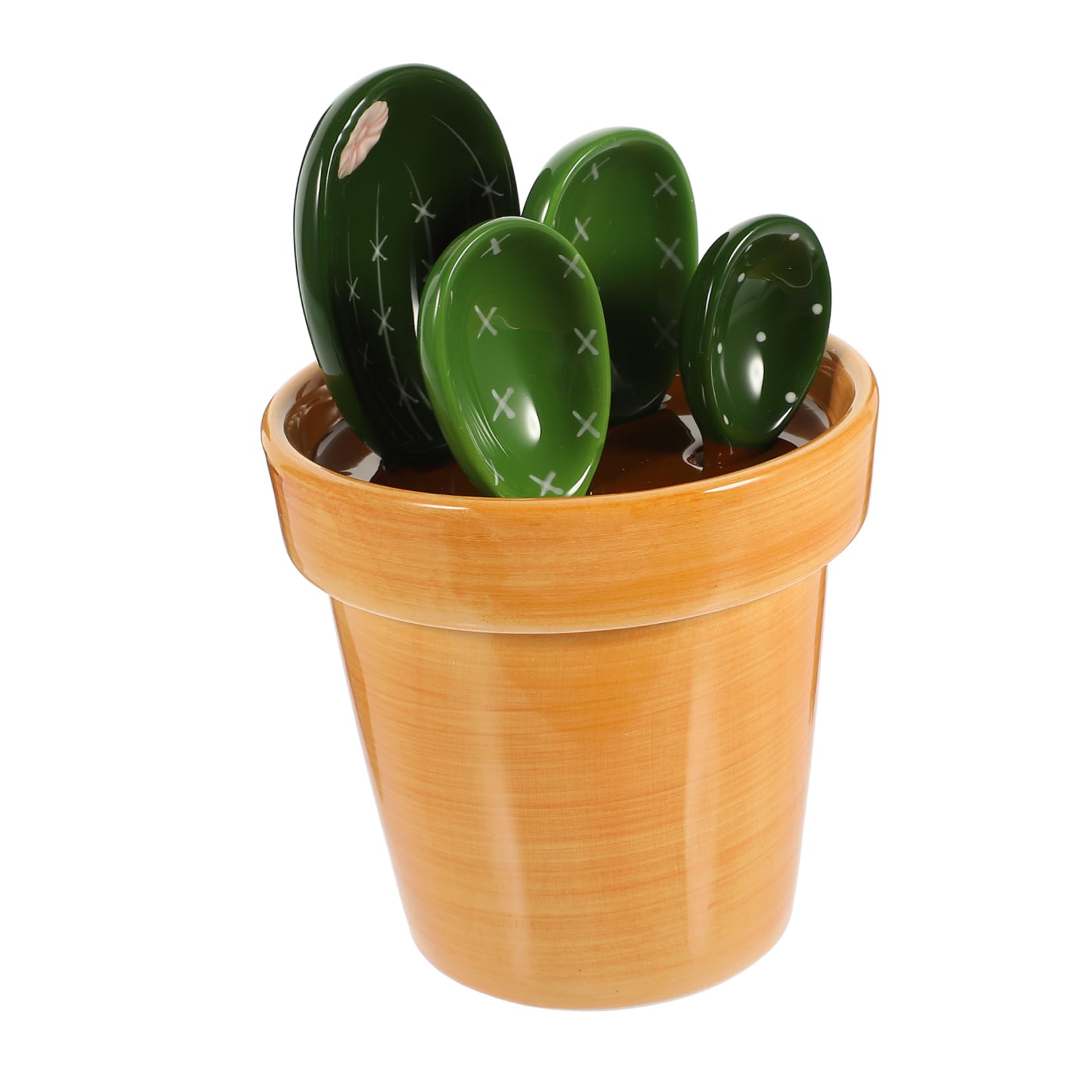 TOPBATHY Set De Cucharas Medidoras De Cactus Soporte Base, Cucharas Para Polvo y Café, Resistentes y Precisas, Diseño Compacto Para Cocina y Horneado