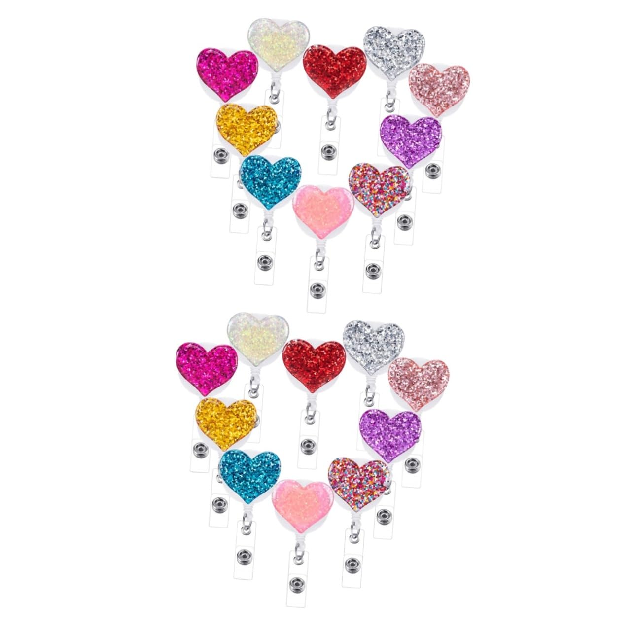 NUOBESTY Lot De 2 Porte-badges En Cristal En Forme De Cœur Avec Strass 10 Couleurs Variées Design Tendance Pour Un Usage Quotidien 10 Pièces X 2