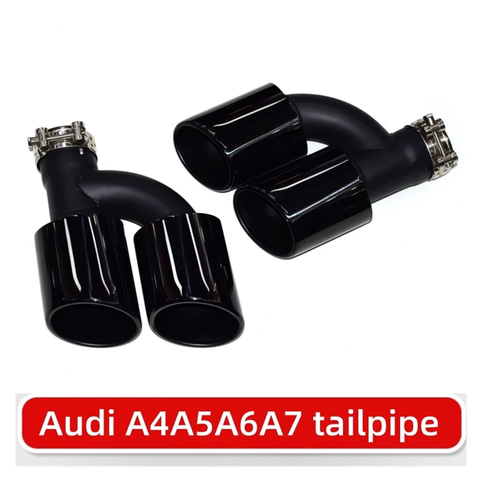 2 szt./zestaw Podwójna rura wydechowa ze stali nierdzewnej z tyłu samochodu kompatybilna z Audi A4 A5 A6 A7 do S4 S5 S6 S7 Czarna końcówka tłumika 60 mm dysza(Army Green)
