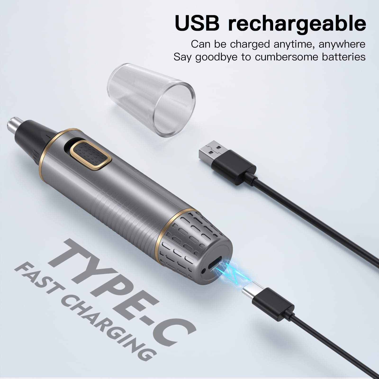 XOOMRSCP Nasenhaartrimmer für Männer, Schmerzloser USB Wiederaufladbarer Nasenhaarschneider, Ohr- und Nasenhaarschneider für Männer, Professioneller Gesichtshaartrimmer mit IPX7 wasserdichten Dual