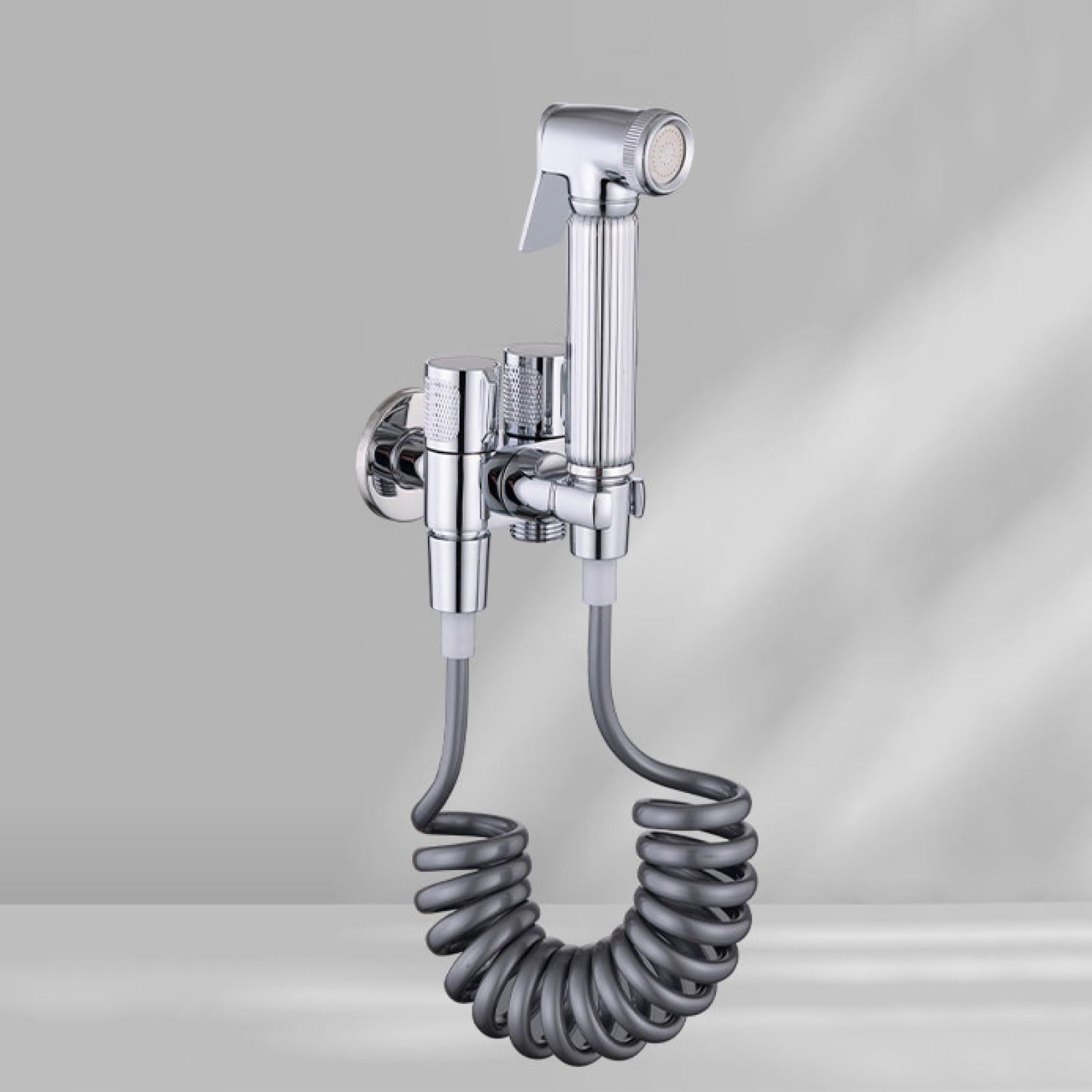 Juego De Bidé para Inodoro Latón Cromado Doble Salida De Agua Kit Bidet para WC Interfaz G1/2 con Manguera Orificio Único Montado En La Pared Se Puede conectar Al Inodoro