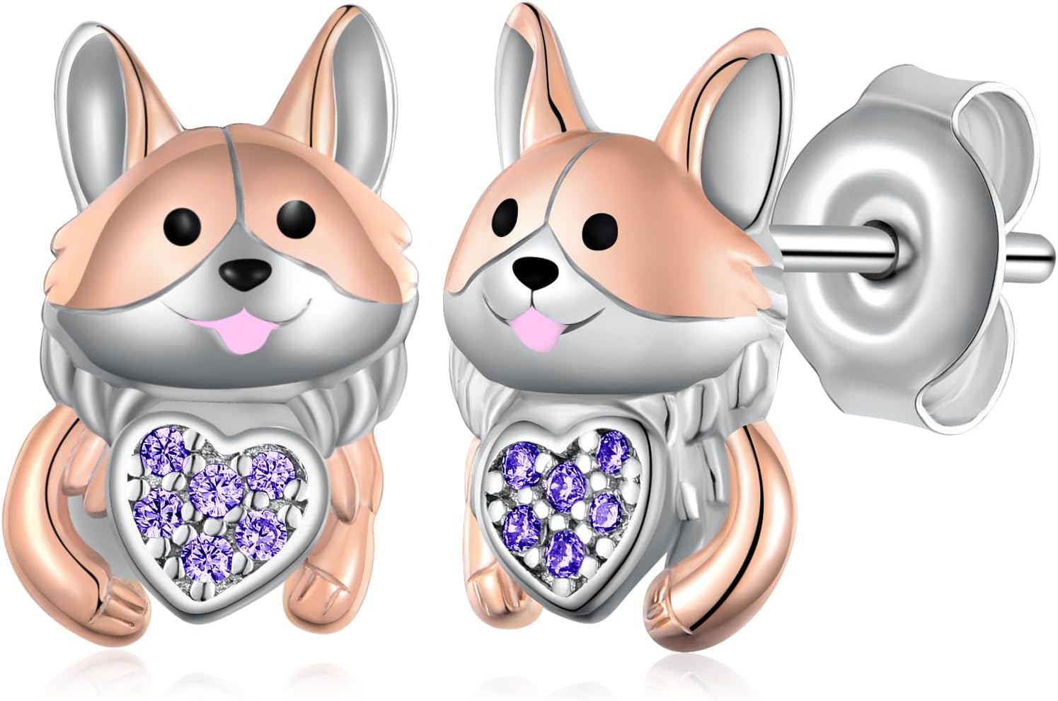 Corgi Earrings 925 Sterling Silver Dog Earrings Corgi Gifts for Corgi Lovers Jewelry Birthstone Gift for Women girl