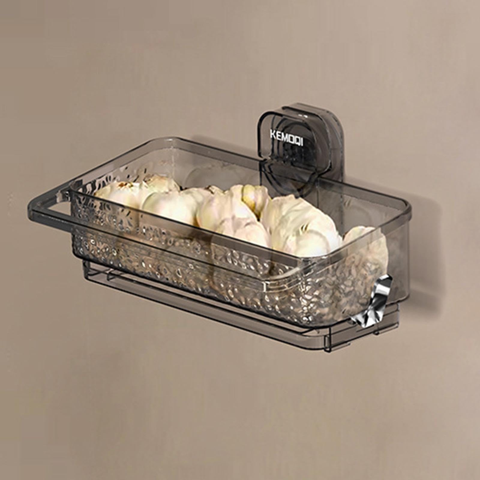 Duschorganizer mit Saugnapf ， Starker Saugnapf-Duschablage, Badezimmer-Aufbewahrungslösung, Seifenhalter, weiß(Black)