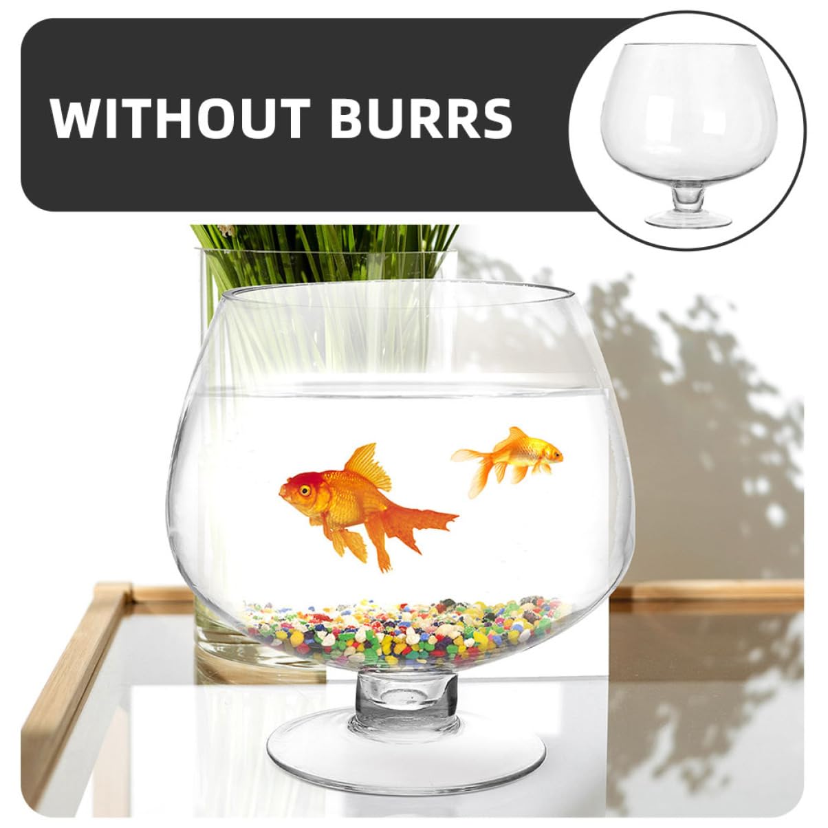 Mobestech Petit Aquarium Verre pour Poissons Betta Et Rouges Aquarium De Bureau Transparent Multifonction