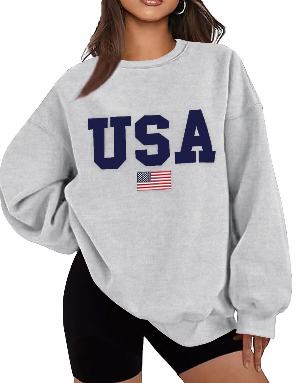 Lacozy Oversized USA Flag Sweatshirt