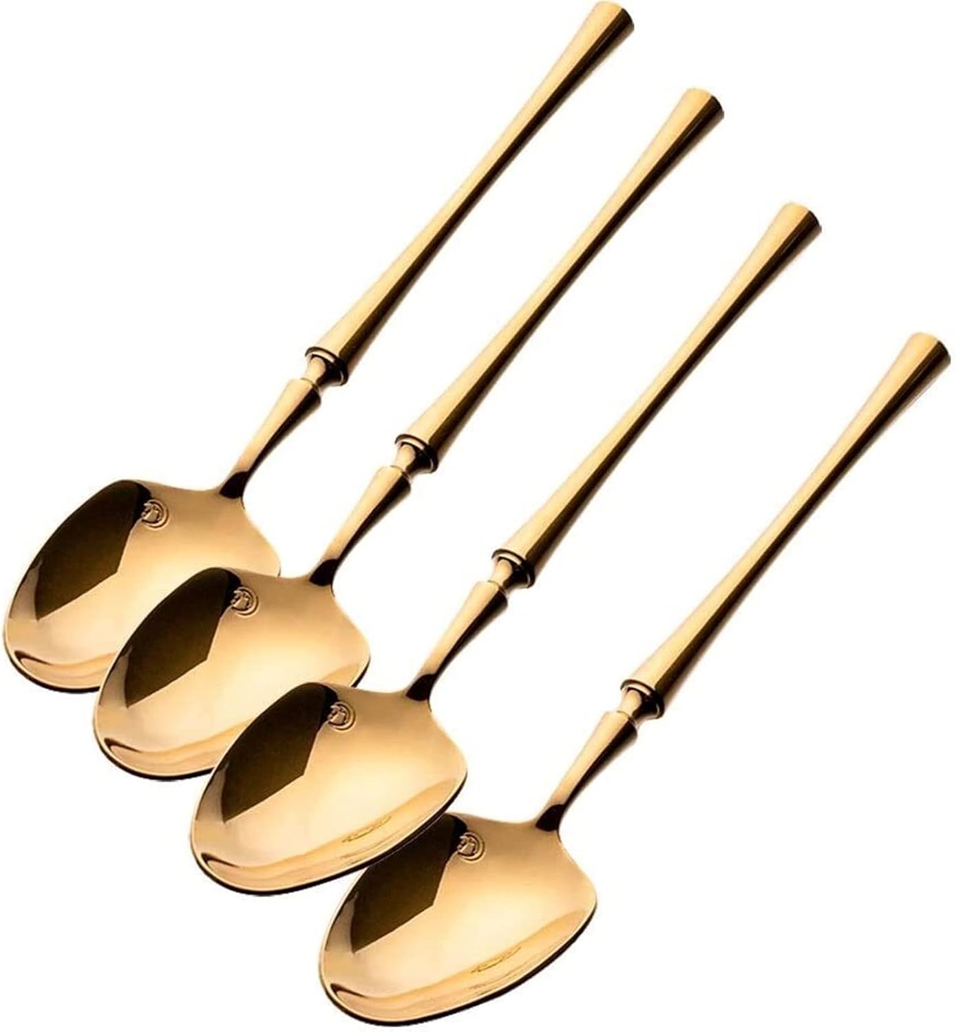 Teaspoon Spoon Soup Stainless Steel Spoon, Gold 4-Piece Long Handle Soup Spoon, for Home Kitchen Restaurant Dessert Coffee Spoon, 7.67 Inches Coffee Spoon Dessert Spoon Spoon(B)