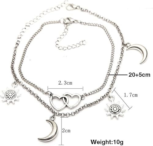 Miniatura 3 de Pulseras de tobillo para mujer cadena de tobillera bohemia para playa 2 piezas diseño bonito bohemio sol luna tobillera dijes tobilleras accesorios