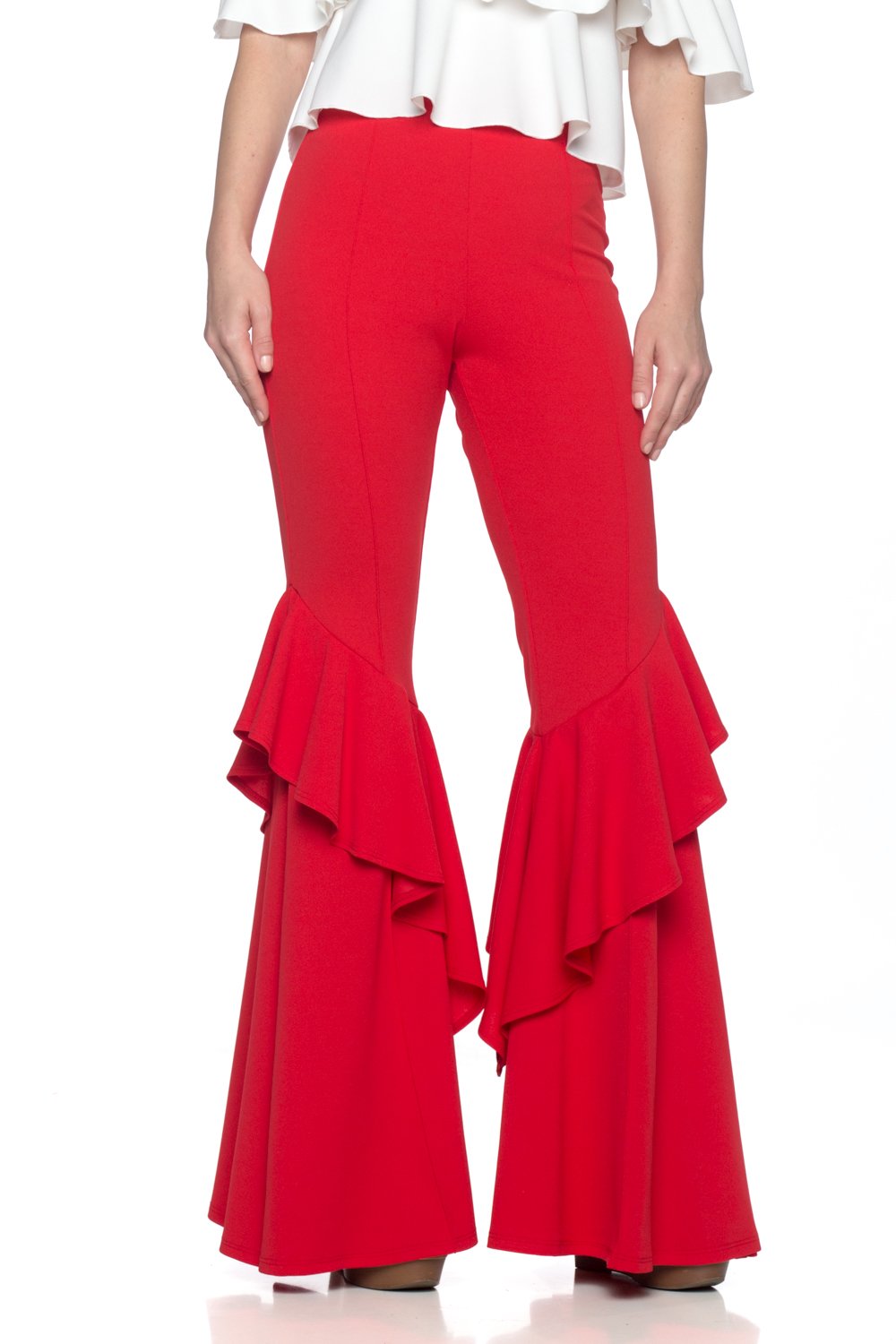 J2 Love Womens Ruffled Flared Pants