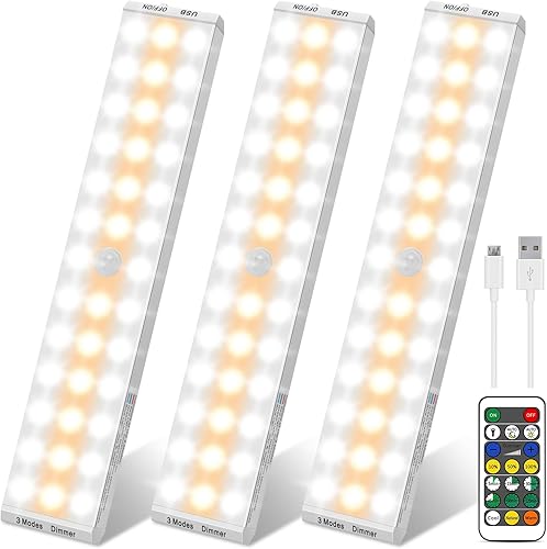 BLS Luces LED de armario con sensor de movimiento para debajo del gabinete, luces inalámbricas, 38 luces LED debajo del gabinete, funciona con