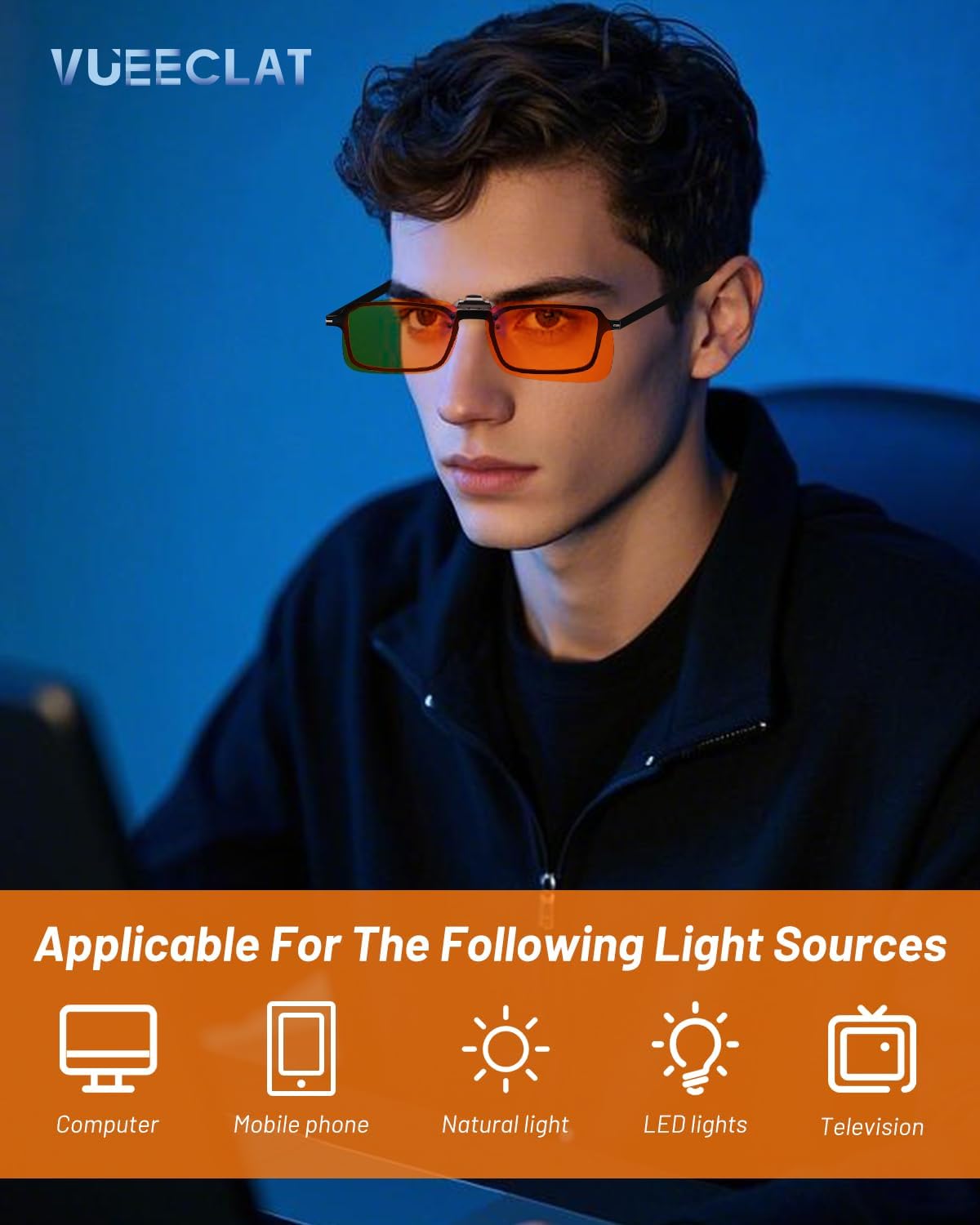 Blue Light Clip-On Glasses for Over-Eyeglasses | Anti-Fatigue Gaming & Computer Use | Lightweight & Universal Fit - Image 6