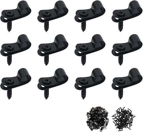 Miniatura 8 de Antrader Abrazadera de cable tipo R, clips organizadores de cables de nailon blanco para 3/8 pulgadas de diámetro, paquete de 200 unidades con