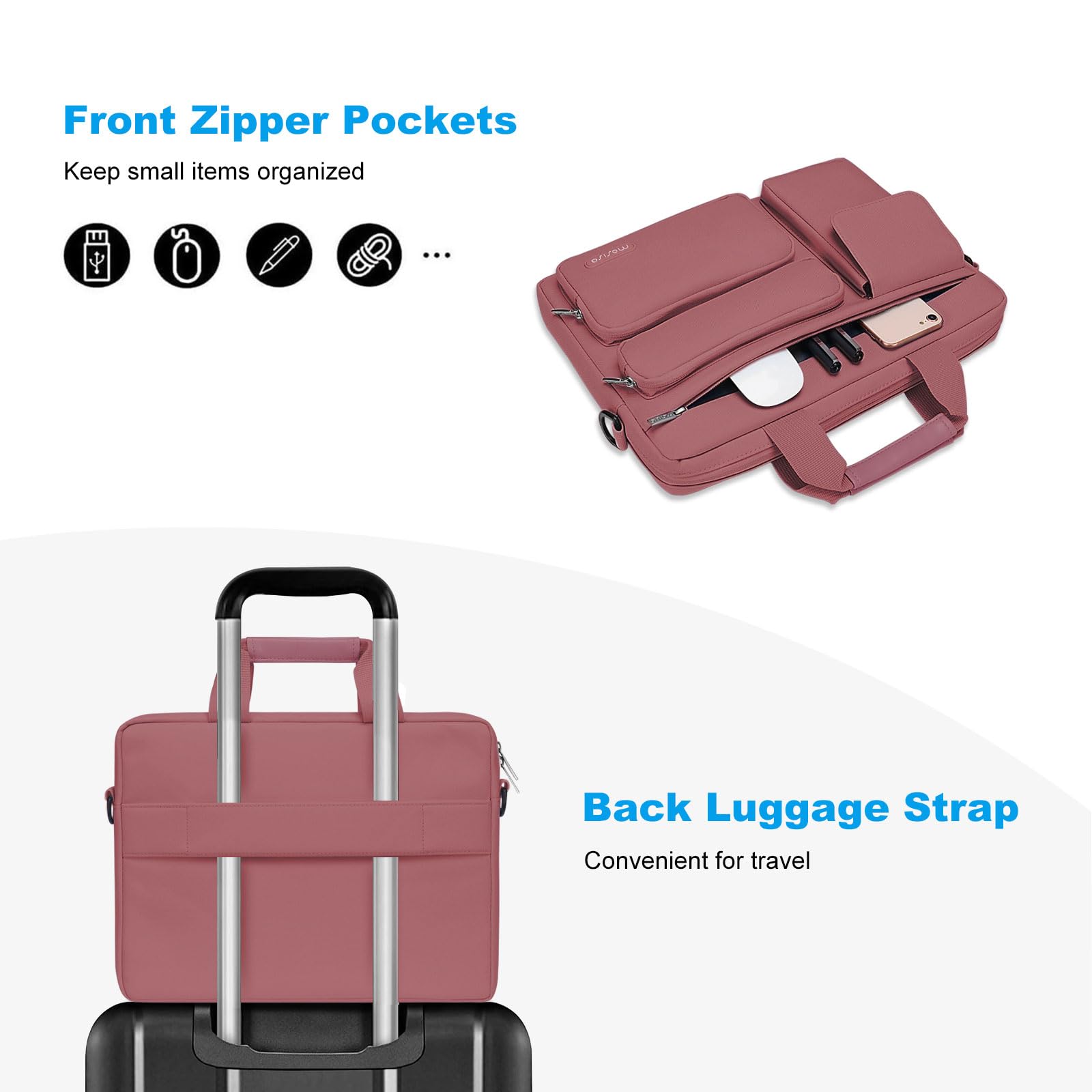 MOSISO Laptop Shoulder Bag - 15-15.6 Inch Messenger Briefcase For MacBook, Dell, HP, Gray