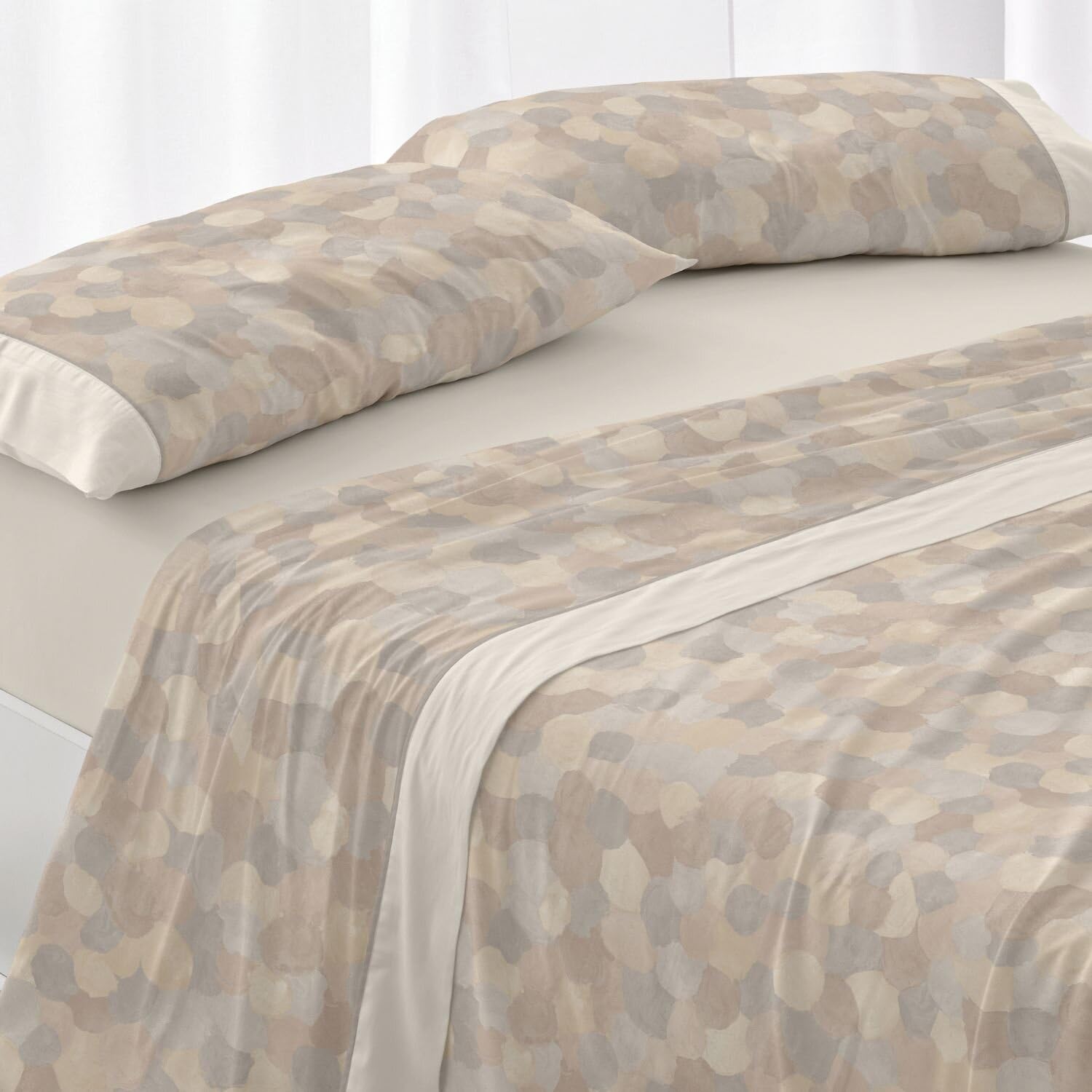 Parure de lit 135x190 cm Burrito Blanco motif géométrique terre