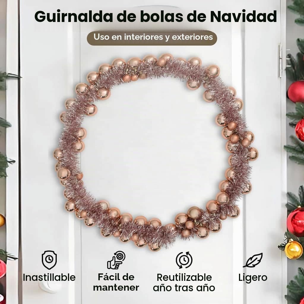 vidaXL Guirnalda de Bolas de Navidad Rosa Dorado 186 cm Poliestireno