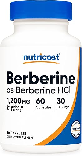 Nutricost Berberina HCl 1200 mg, 60 cápsulas vegetarianas, sin gluten y sin OMG