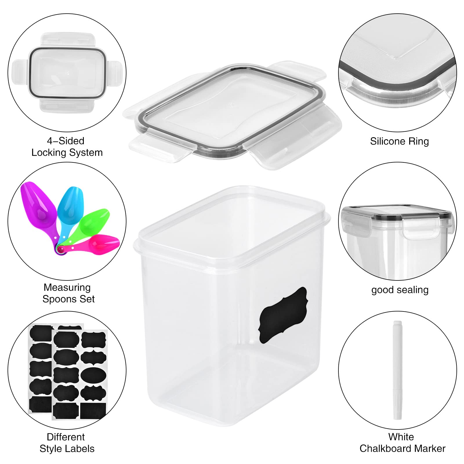 Queta 28Pcs Botes Cocina Recipientes para Cereales Almacenamiento de Alimentos Recipiente de Botes Cocina Almacenaje de Plástico de Alimentos Sellados con Tapa Se Utiliza para Almacenar Cereales Pasta