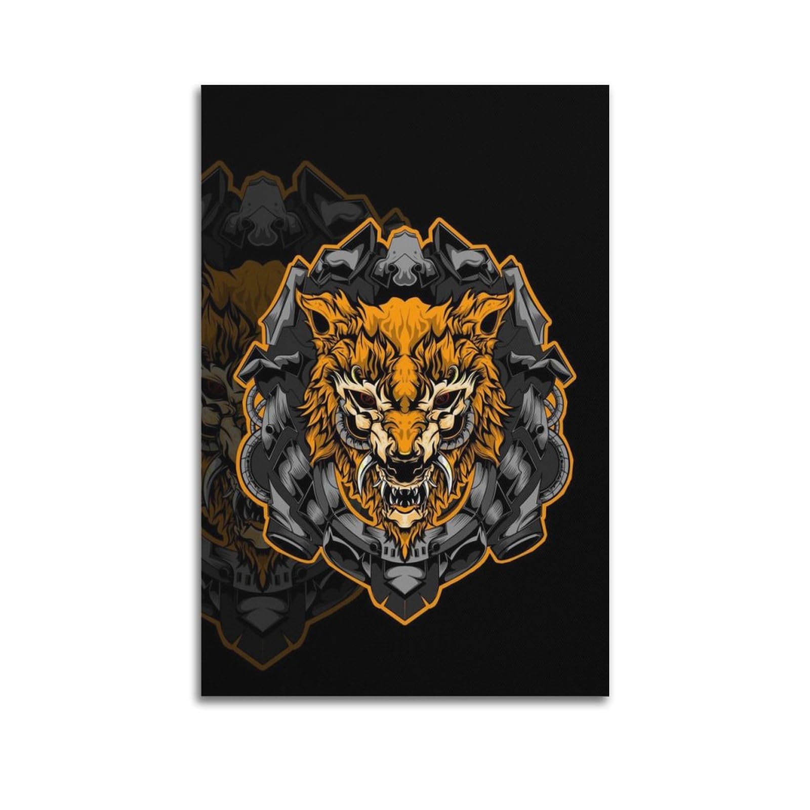 SDASIUVP Mecha Wolf Poster Poster Decorative Painting Canvas Wall Posters And Art Picture Print Modern Family Bedroom Decor Posters 24x36inch(60x90cm)