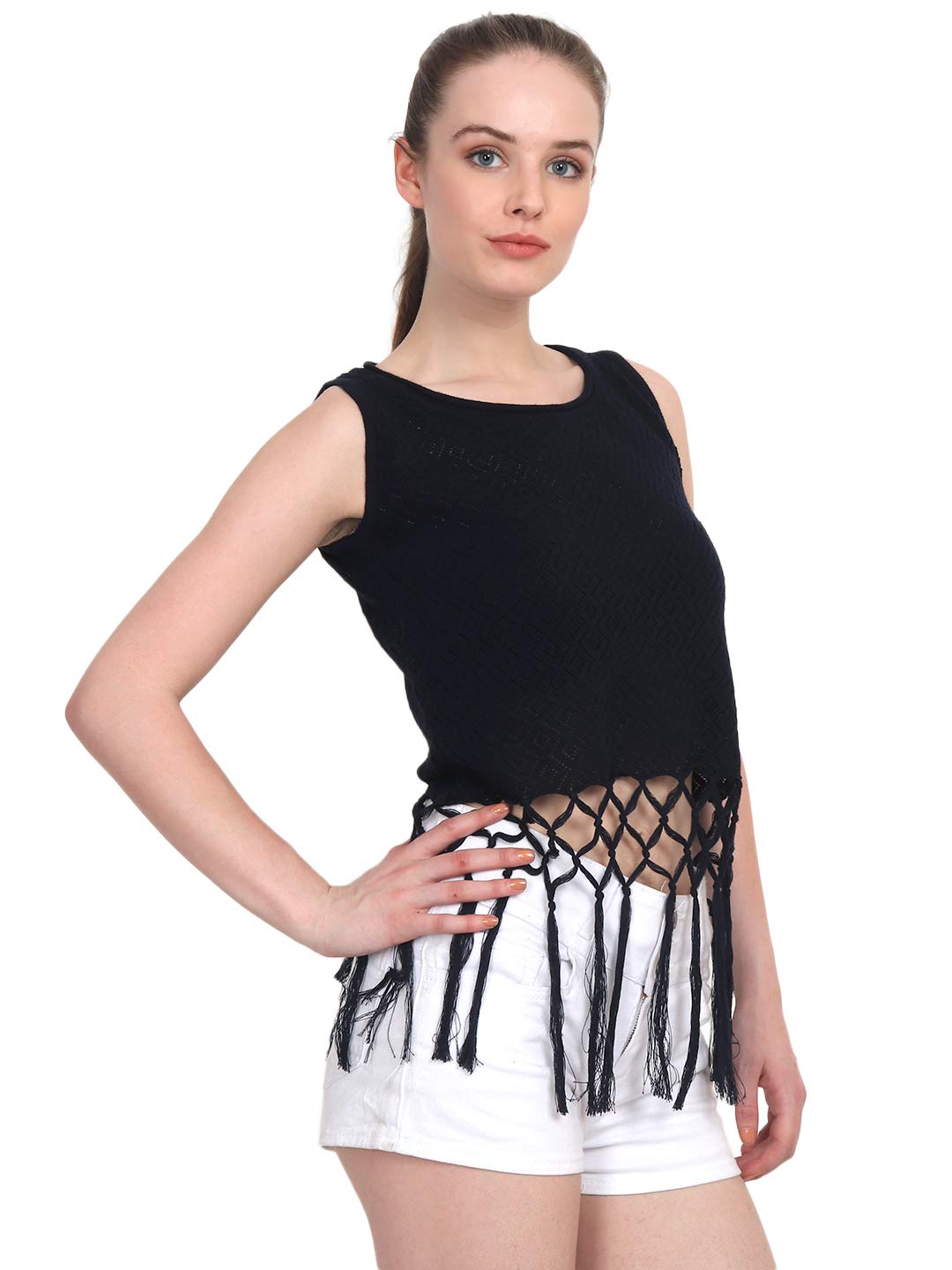 joe hazel Pointelle Argyle TOP (Navy)-picture-28