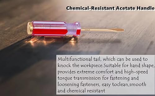 Miniatura 7 de WEDO Destornillador, destornillador ranurado sin chispas, destornillador de cabeza plana con tapa de golpe, cobre de berilio, longitud 16.535 in