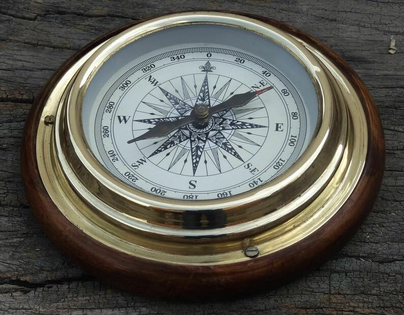 Brass Magnifying/Navigational/Magnetic 6" Sailing Ship/Boat Desk Compass Gift