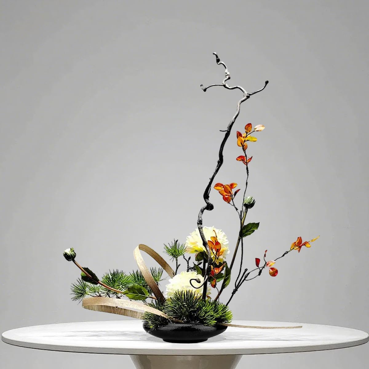 Gresorth Japanese Ikebana Vase Kit with 2 Inch Flower Frog Decoration Floral Arrangement Fixed Tool Kenzan Pin Frog Container for DIY Craft Plant - 6.8 Inch Bowl Pot