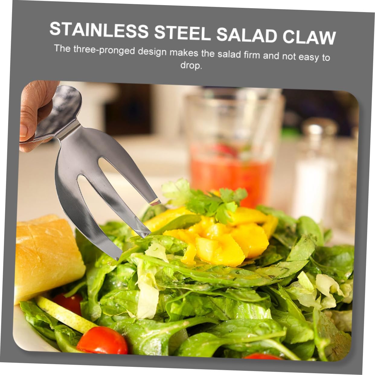 BESTonZON 2stücke Edelstahlklaue Salatgabel Multifunktionsgeschirr Salat-servierklaue Formschön Und Hochglanzpoliert Zum Umrühren Von Salaten Für Täglichen Gebrauch Familie Restaurants Party