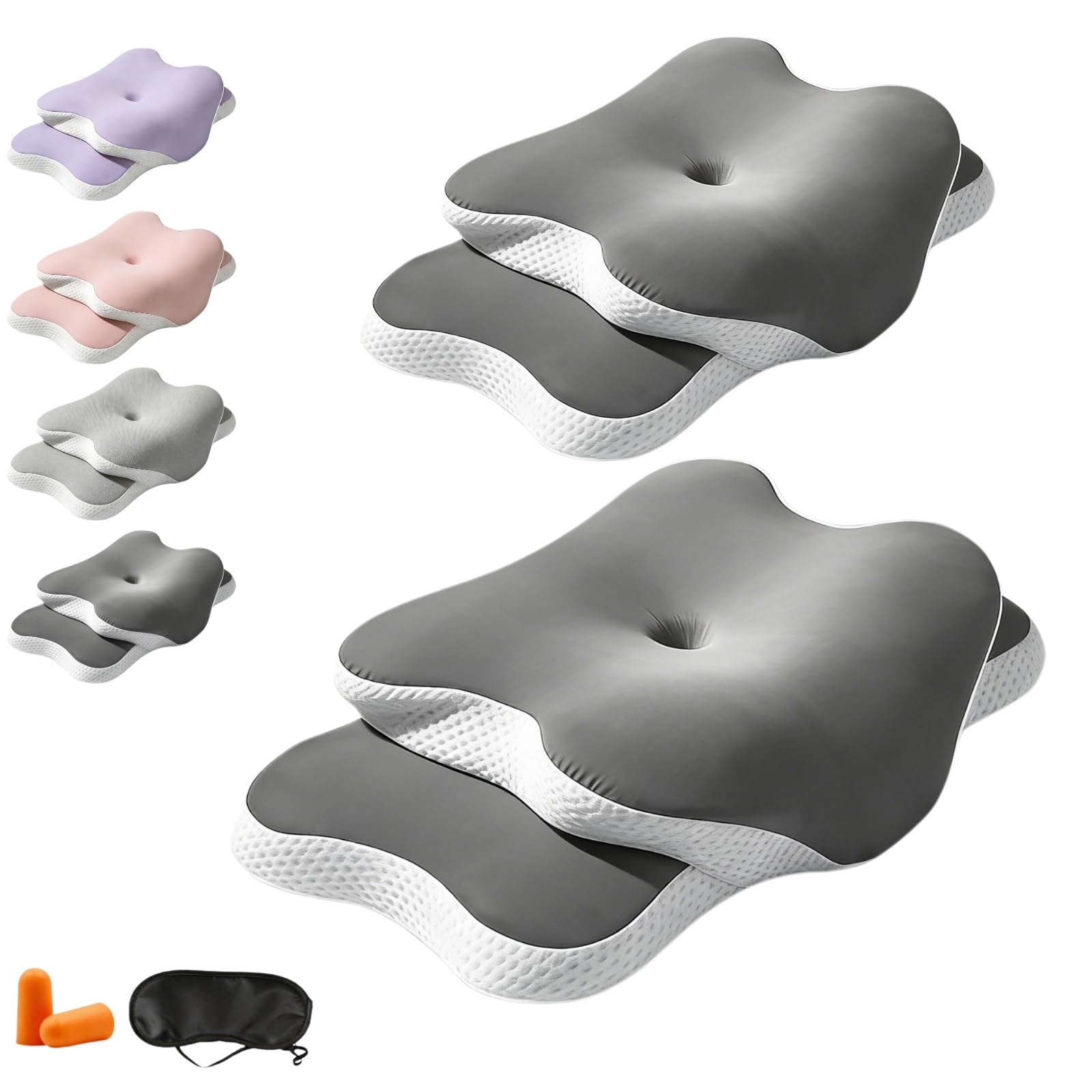 Generisch Kissen-Nacken HerapiekissenKissen 2 Set Ergonomisches RthopädischesKissen, Schlafkissen Anti Schnarch Für Rücken, Seiten Und Bauchschläfer(Dark Gray)