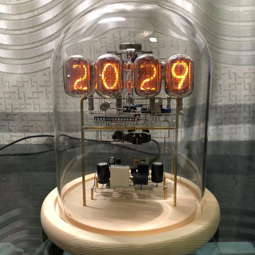 Tube Clock DIY Kit, Retro Design DIY Nixie Tube Clock Kit with Transparent Visual Display 6*IN-12 Nixie Clock Decoration (A)