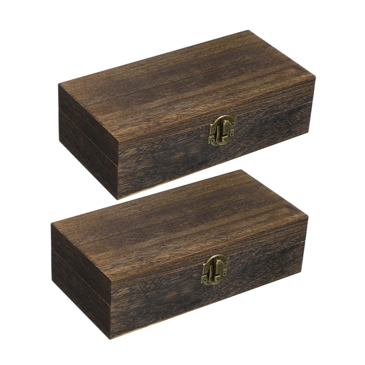 Amosfun 2pcs Wooden Car Organizer Box Secure Flip Lid Stylish Rectangular Storage for Jewelry and Miscellaneous Items Your Vehicle