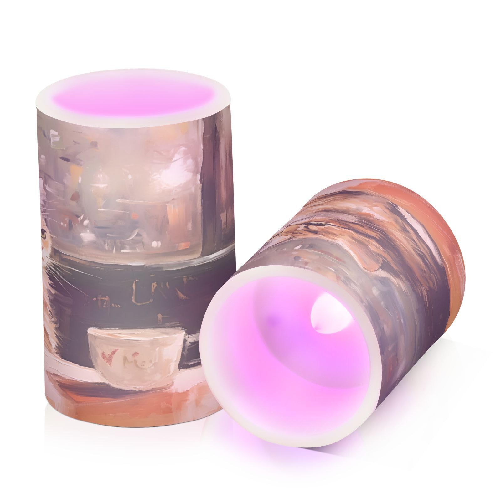 ALAZA Cat (54) Flickering Flameless Candles Battery Operated with Remote Timer,Tea Light Candles LED Pillar Votive Candles Set of 2 for Outdoor Indoor Decorations