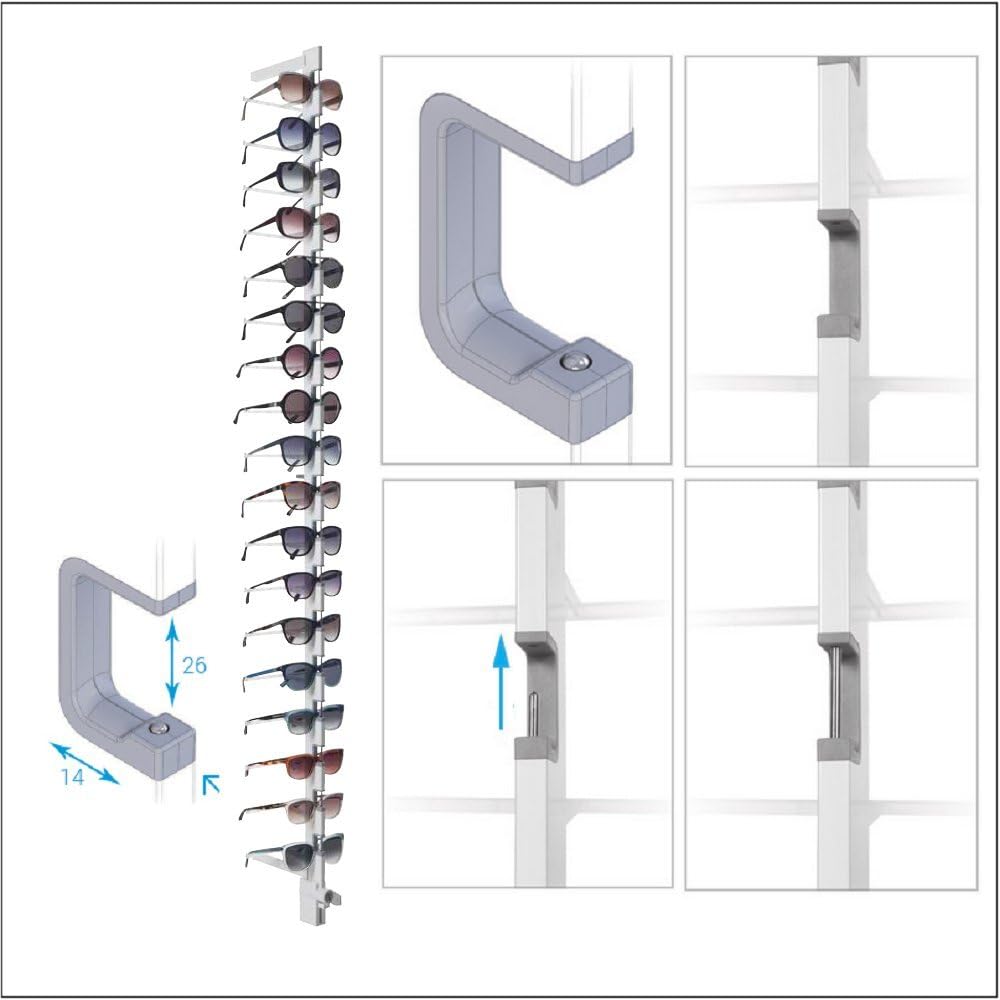 Locking Optical Eyewear or Sunglass Rods for Retail Shop