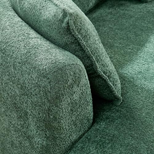 Image of KEIKI 125 inch Luxury Curved Boucle Sectional Sofa with Right Chaise, Upholstered Modern Style Oversized 5-Seater Couch with Thickened Seat Cushions, Easy Assembly, for Apartment, Living Room, Green