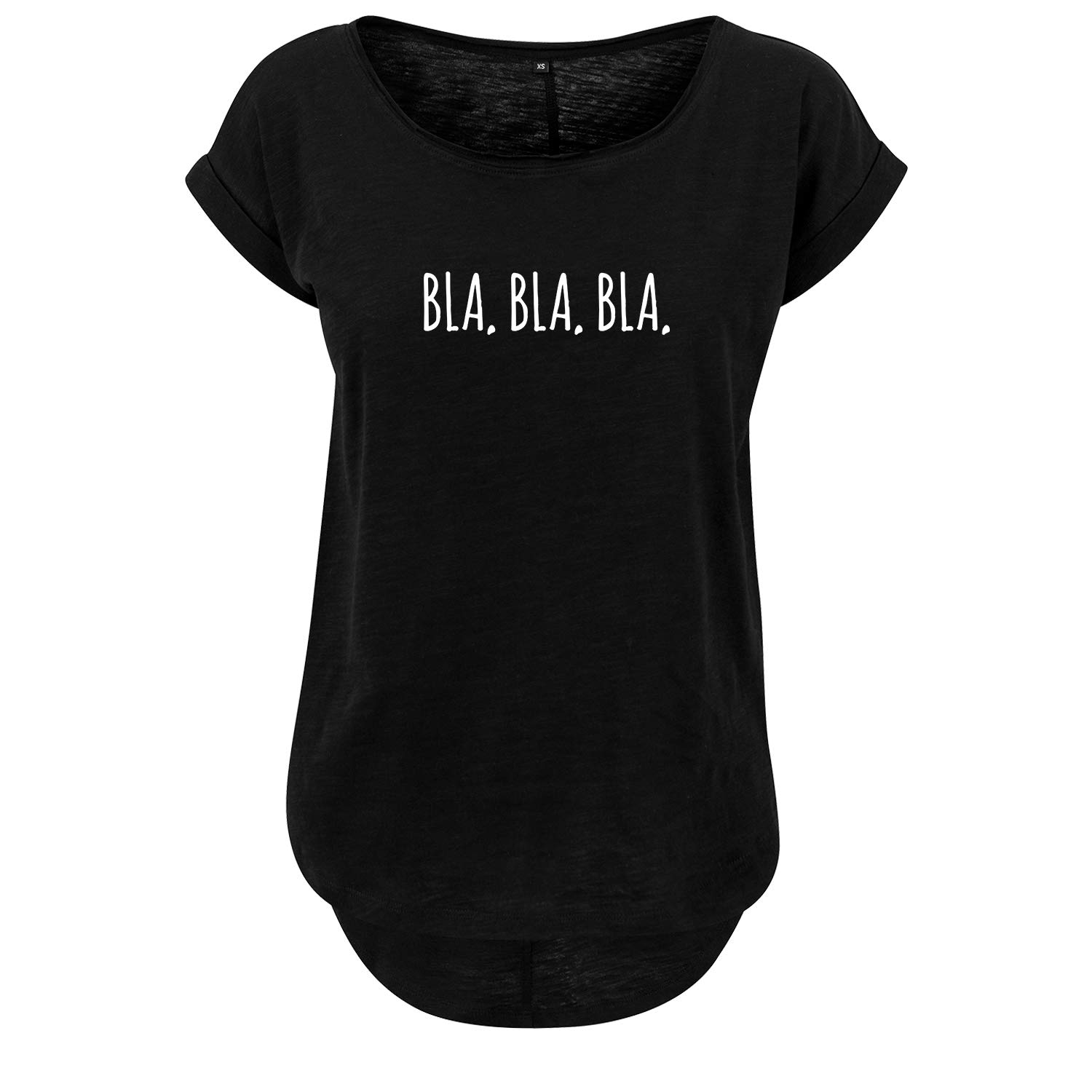 Abracadabra T-shirt Femme Vokuhila Grande Taille - Coupe Ample, Dos Plus Long - Noir, 3XL